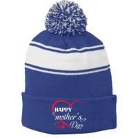 Love Happy Mother Day Great Gift Stripe Pom Pom Beanie