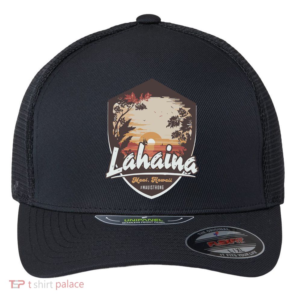 Lahaina Hawaii Maui Strong Support Flexfit Unipanel Trucker Cap