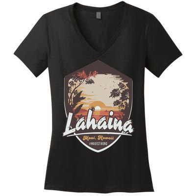 Lahaina Hawaii Maui Strong Support Women's V-Neck T-Shirt