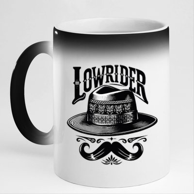 Lowrider Hat Moustache Chicano Cholo Latino Low Rider 11oz Black Color Changing Mug