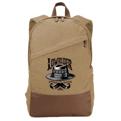 Lowrider Hat Moustache Chicano Cholo Latino Low Rider Cotton Canvas Backpack