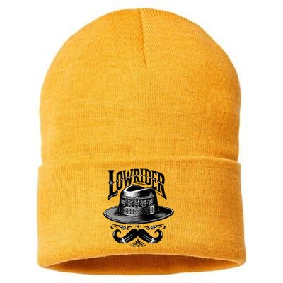 Lowrider Hat Moustache Chicano Cholo Latino Low Rider Sustainable Knit Beanie