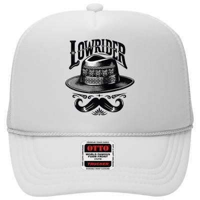 Lowrider Hat Moustache Chicano Cholo Latino Low Rider High Crown Mesh Back Trucker Hat