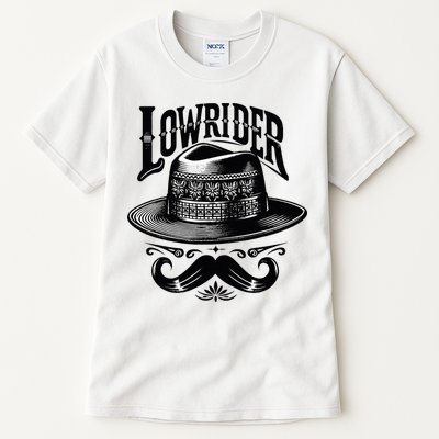 Lowrider Hat Moustache Chicano Cholo Latino Low Rider Tall T-Shirt