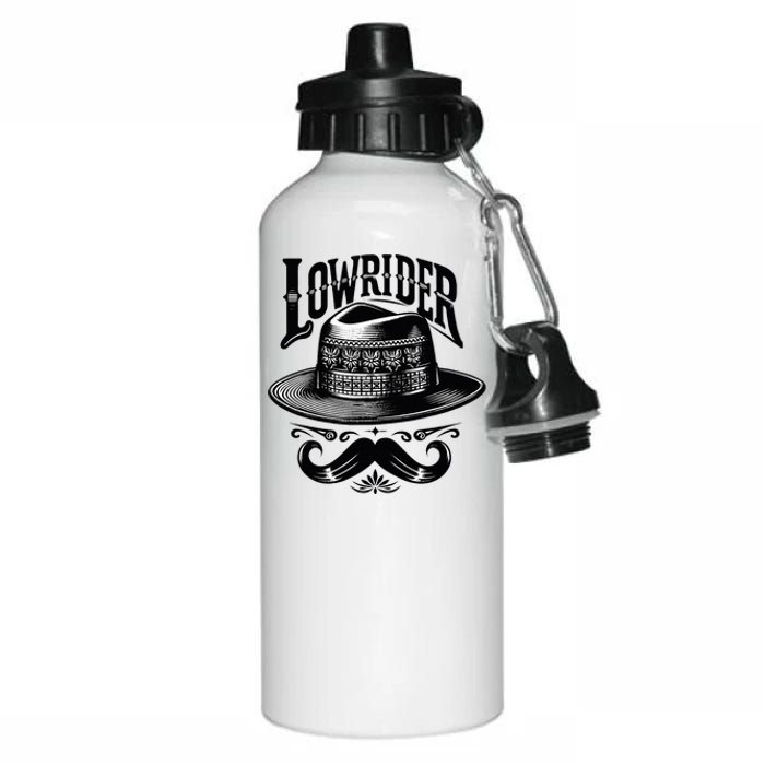 Lowrider Hat Moustache Chicano Cholo Latino Low Rider Aluminum Water Bottle