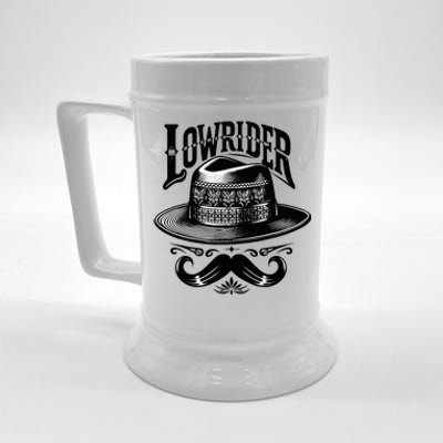 Lowrider Hat Moustache Chicano Cholo Latino Low Rider Beer Stein