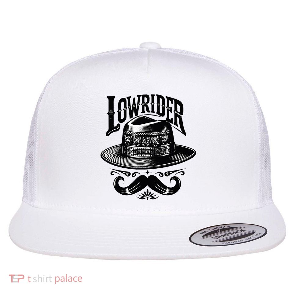 Lowrider Hat Moustache Chicano Cholo Latino Low Rider Flatbill Hat