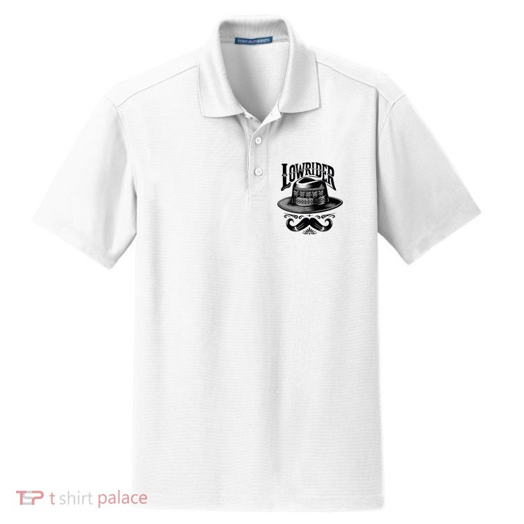 Lowrider Hat Moustache Chicano Cholo Latino Low Rider Dry Zone Grid Polo