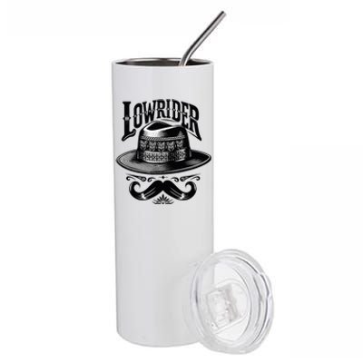 Lowrider Hat Moustache Chicano Cholo Latino Low Rider Stainless Steel Tumbler