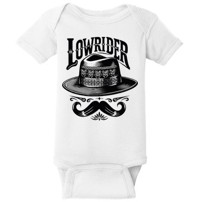 Lowrider Hat Moustache Chicano Cholo Latino Low Rider Baby Bodysuit