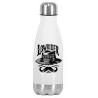 Lowrider Hat Moustache Chicano Cholo Latino Low Rider Stainless Steel Insulated Water Bottle