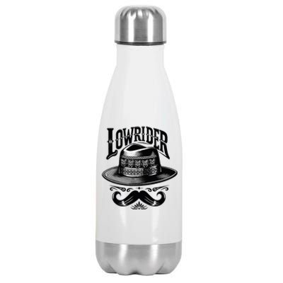 Lowrider Hat Moustache Chicano Cholo Latino Low Rider Stainless Steel Insulated Water Bottle