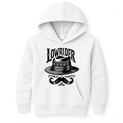 Lowrider Hat Moustache Chicano Cholo Latino Low Rider Kids Hoodie