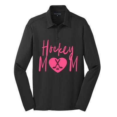 Love Hockey Mom Cute Gift Silk Touch Performance Long Sleeve Polo