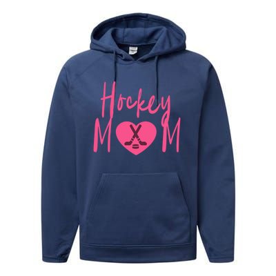 Love Hockey Mom Cute Gift Performance Fleece Hoodie