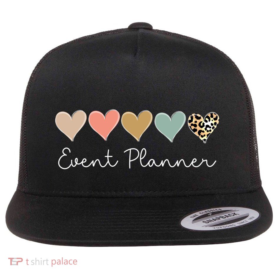 Leopard Hearts Matching Valentines Day For Event Planner Cute Gift Flatbill Hat