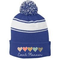 Leopard Hearts Matching Valentines Day For Event Planner Cute Gift Stripe Pom Pom Beanie