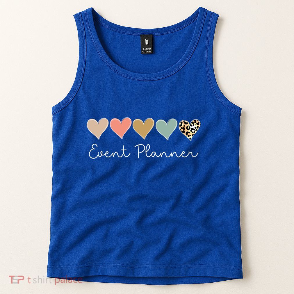 Leopard Hearts Matching Valentines Day For Event Planner Cute Gift Tank Top