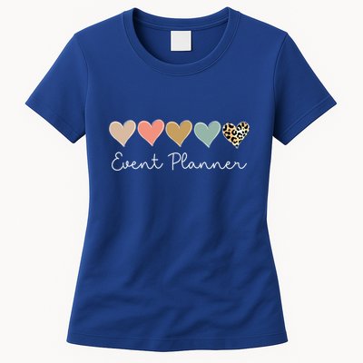 Leopard Hearts Matching Valentines Day For Event Planner Cute Gift Womens T-Shirt