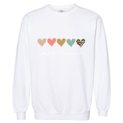 Leopard Hearts Matching Valentines Day For Event Planner Cute Gift Garment-Dyed Sweatshirt