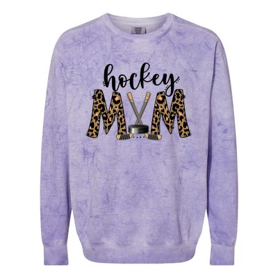 Leopard Hockey Mom Ice Hockey Fan Game Day Vibes Mothers Day Gift Colorblast Crewneck Sweatshirt