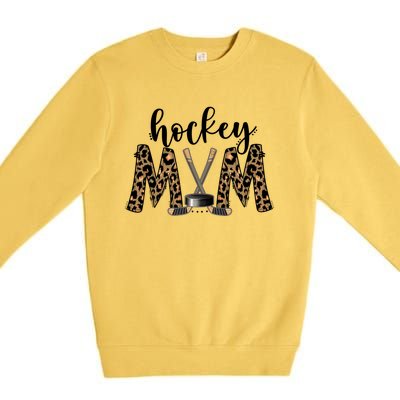 Leopard Hockey Mom Ice Hockey Fan Game Day Vibes Mothers Day Gift Premium Crewneck Sweatshirt