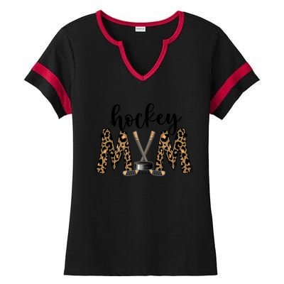 Leopard Hockey Mom Ice Hockey Fan Game Day Vibes Mothers Day Gift Ladies Halftime Notch Neck Tee