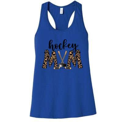 Leopard Hockey Mom Ice Hockey Fan Game Day Vibes Mothers Day Gift Women's Racerback Tank