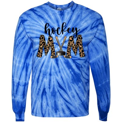 Leopard Hockey Mom Ice Hockey Fan Game Day Vibes Mothers Day Gift Tie-Dye Long Sleeve Shirt