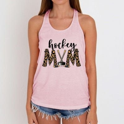 Leopard Hockey Mom Ice Hockey Fan Game Day Vibes Mothers Day Gift Women's Knotted Racerback Tank