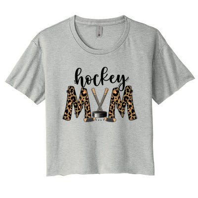 Leopard Hockey Mom Ice Hockey Fan Game Day Vibes Mothers Day Gift Women's Crop Top Tee