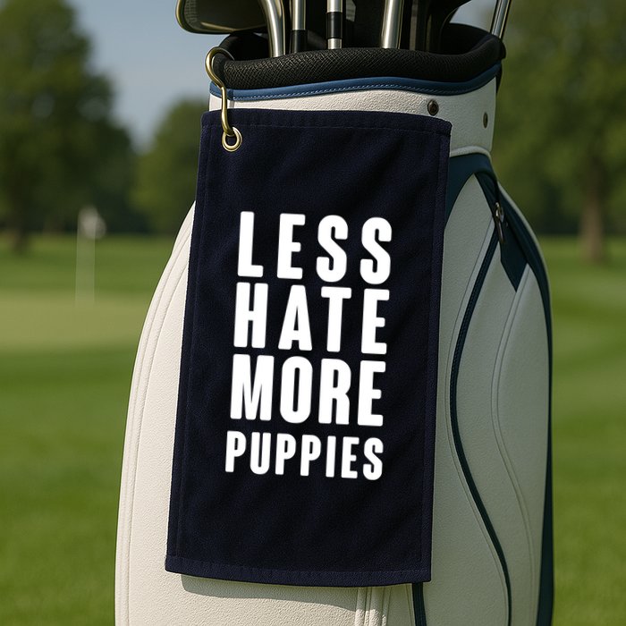 Less Hate More Puppies Golf Towel