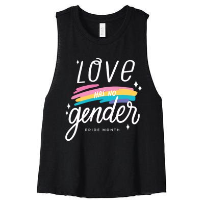 Love Has No Gender Pride Month Graphic Women's Racerback Cropped Tank