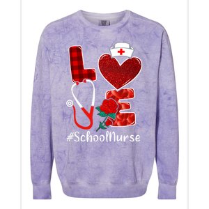 Love Heart Nurse Valentine Day School Nurse Gift Colorblast Crewneck Sweatshirt