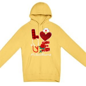 Love Heart Nurse Valentine Day School Nurse Gift Premium Pullover Hoodie