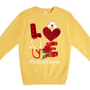 Love Heart Nurse Valentine Day School Nurse Gift Premium Crewneck Sweatshirt