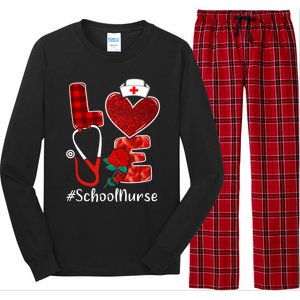 Love Heart Nurse Valentine Day School Nurse Gift Long Sleeve Pajama Set