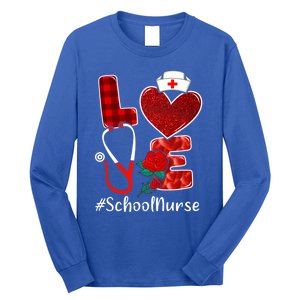 Love Heart Nurse Valentine Day School Nurse Gift Long Sleeve Shirt