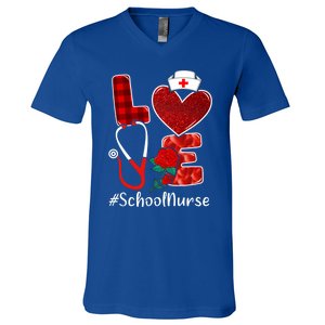 Love Heart Nurse Valentine Day School Nurse Gift V-Neck T-Shirt