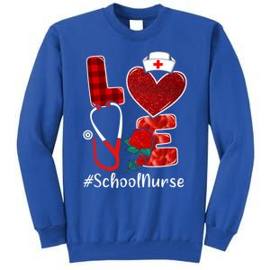 Love Heart Nurse Valentine Day School Nurse Gift Tall Sweatshirt