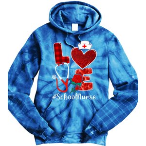 Love Heart Nurse Valentine Day School Nurse Gift Tie Dye Hoodie