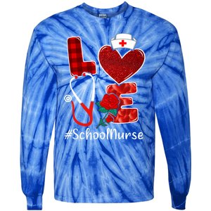 Love Heart Nurse Valentine Day School Nurse Gift Tie-Dye Long Sleeve Shirt