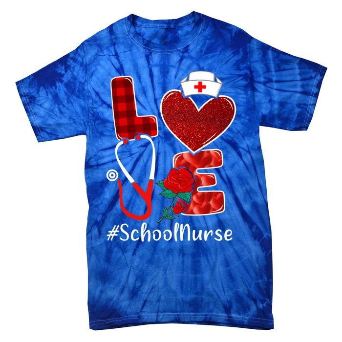 Love Heart Nurse Valentine Day School Nurse Gift Tie-Dye T-Shirt