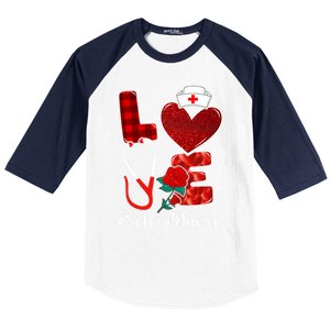 Love Heart Nurse Valentine Day School Nurse Gift Baseball Sleeve Shirt