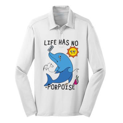 Life Has No Porpoise Silk Touch Performance Long Sleeve Polo