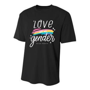 Love Has No Gender Pride Month Graphic Youth Performance Sprint T-Shirt