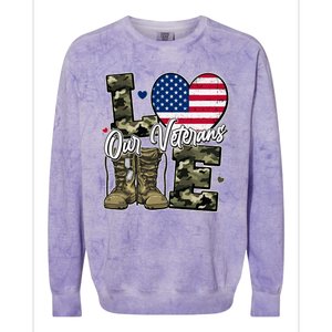 Love Heart Our Veterans Support Veterans Colorblast Crewneck Sweatshirt