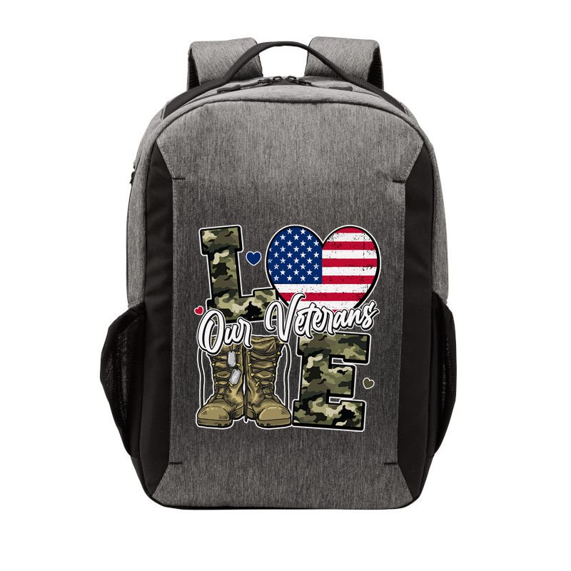 Love Heart Our Veterans Support Veterans Vector Backpack
