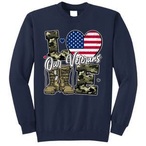 Love Heart Our Veterans Support Veterans Tall Sweatshirt