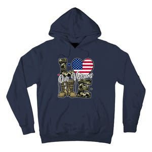 Love Heart Our Veterans Support Veterans Tall Hoodie